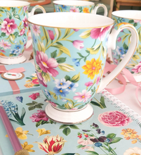 Load image into Gallery viewer, Turquoise mug with flowers